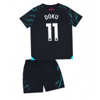 Dres Manchester City Jeremy Doku #11 Rezervni za djecu 2023-24 Kratak Rukav (+ kratke hlače)